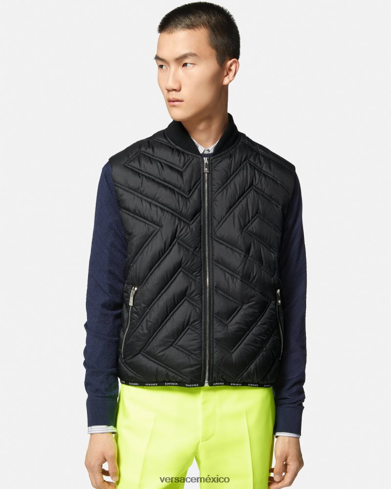 Versace chaleco acolchado la greca negro ropa hombres 84626J1247