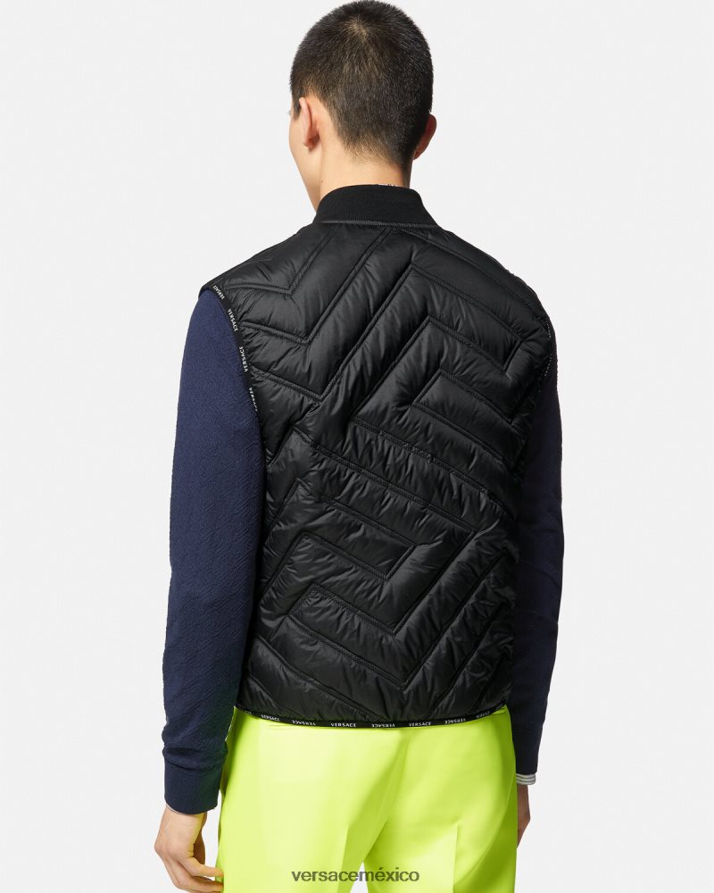 Versace chaleco acolchado la greca negro ropa hombres 84626J1247