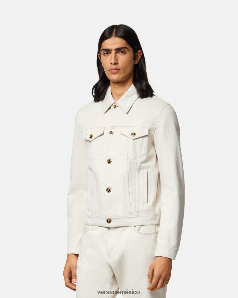Versace chamarra vaquera con Medusa Biggie blanco ropa hombres 84626J1222