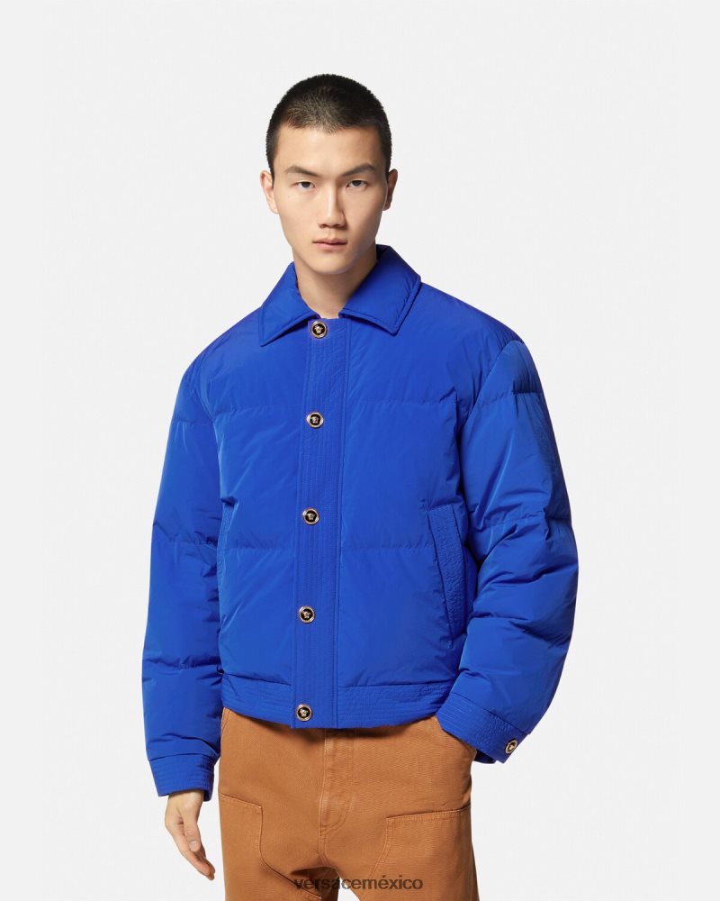 Versace chaqueta acolchada con medusa azul ropa hombres 84626J1253