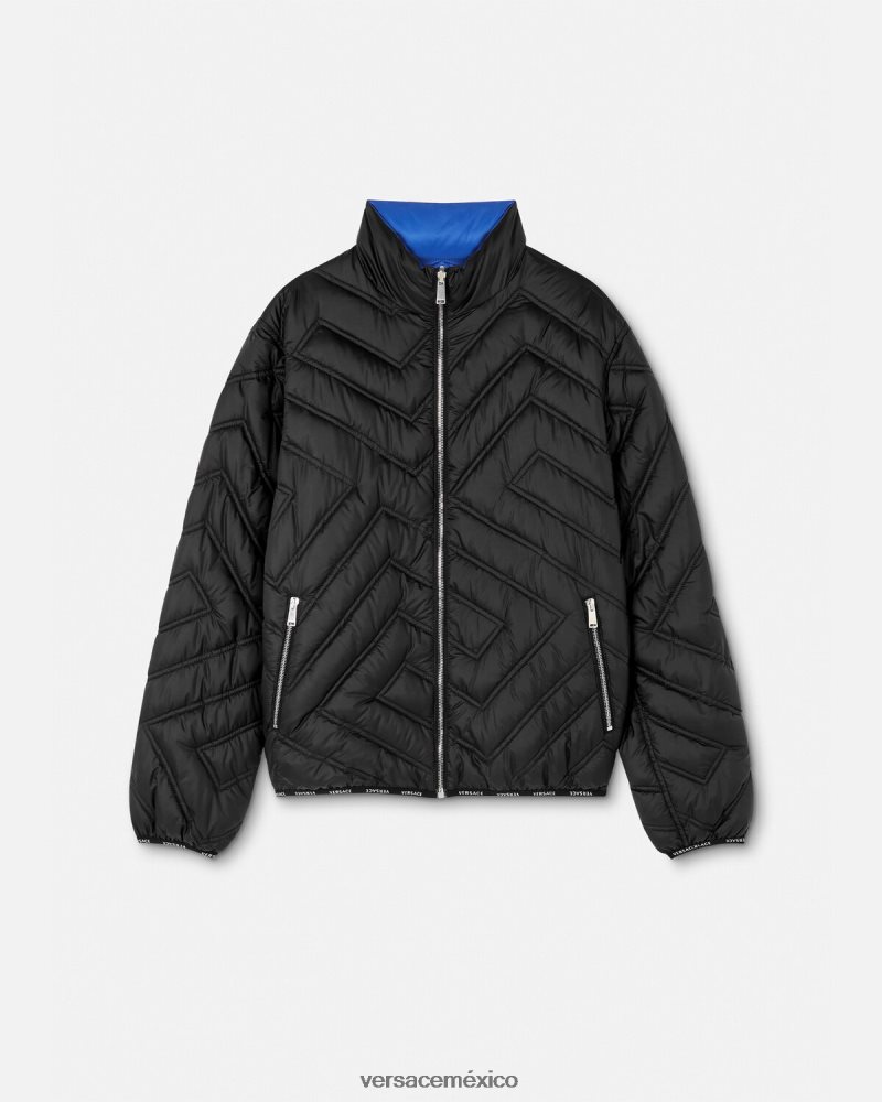 Versace chaqueta acolchada la greca negro ropa hombres 84626J1228
