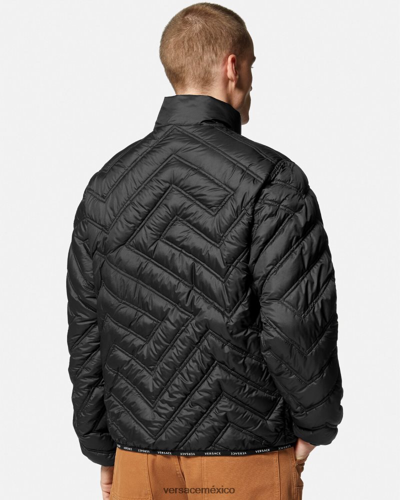 Versace chaqueta acolchada la greca negro ropa hombres 84626J1228