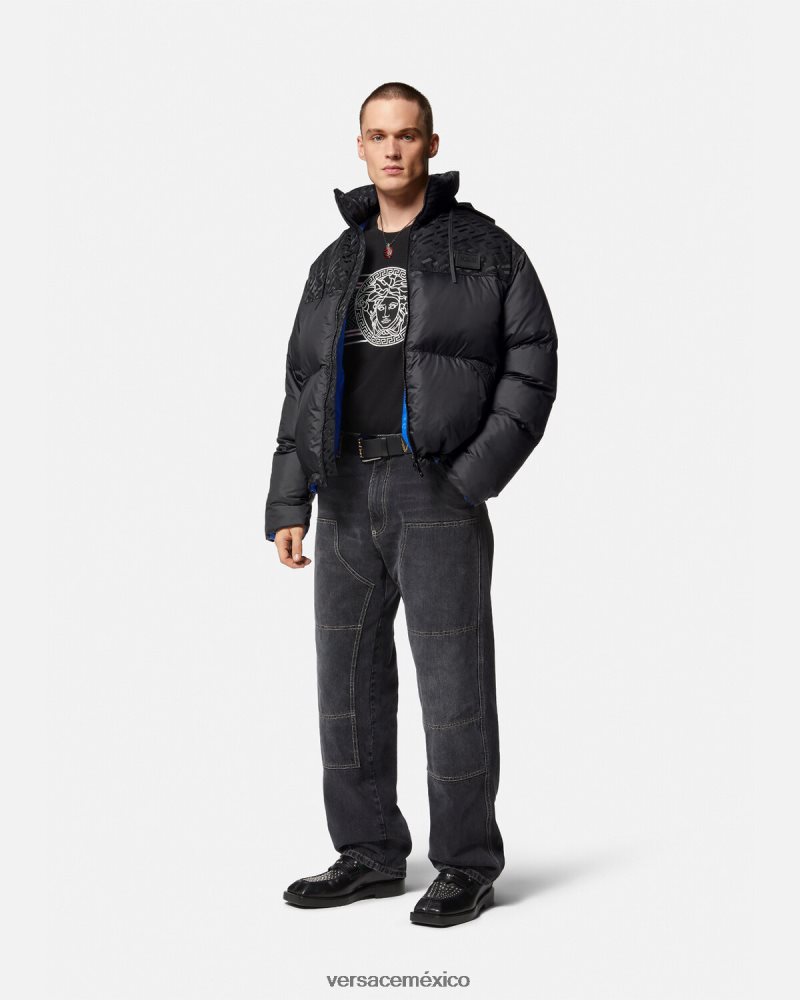 Versace chaqueta acolchada la greca negro ropa hombres 84626J1248