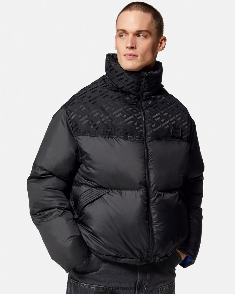 Versace chaqueta acolchada la greca negro ropa hombres 84626J1248