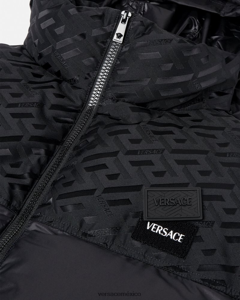 Versace chaqueta acolchada la greca negro ropa hombres 84626J1248