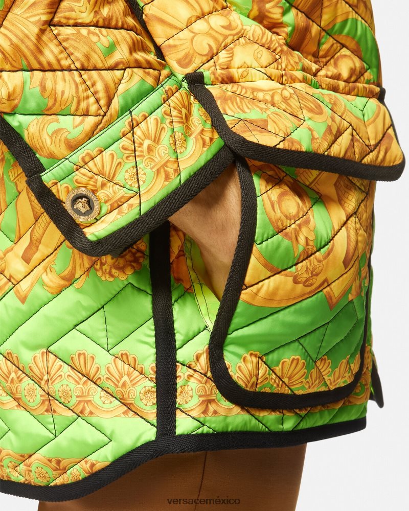 Versace chaqueta blusón acolchada barroco 660 oro y verde ropa hombres 84626J1242