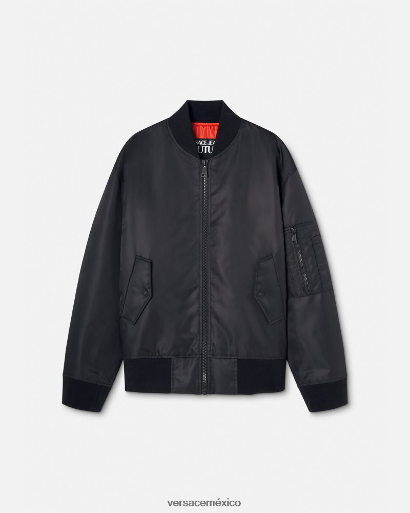 Versace chaqueta bomber con emblema en V negro ropa hombres 84626J2418