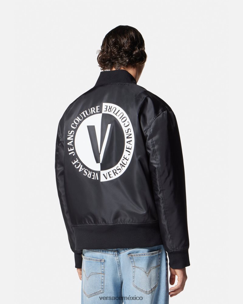 Versace chaqueta bomber con emblema en V negro ropa hombres 84626J2418