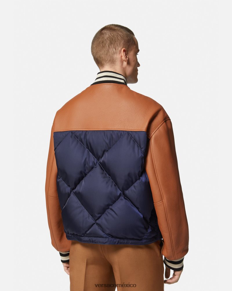 Versace chaqueta bomber con logo universitario azul Marrón ropa hombres 84626J1257