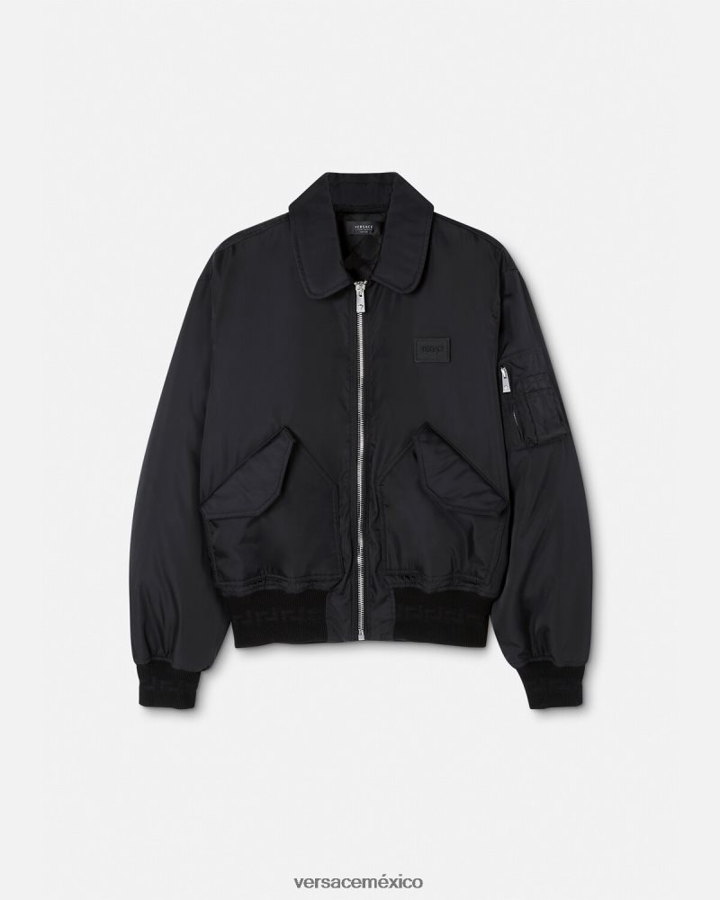 Versace chaqueta bomber de conejo del festival de primavera negro ropa hombres 84626J1244