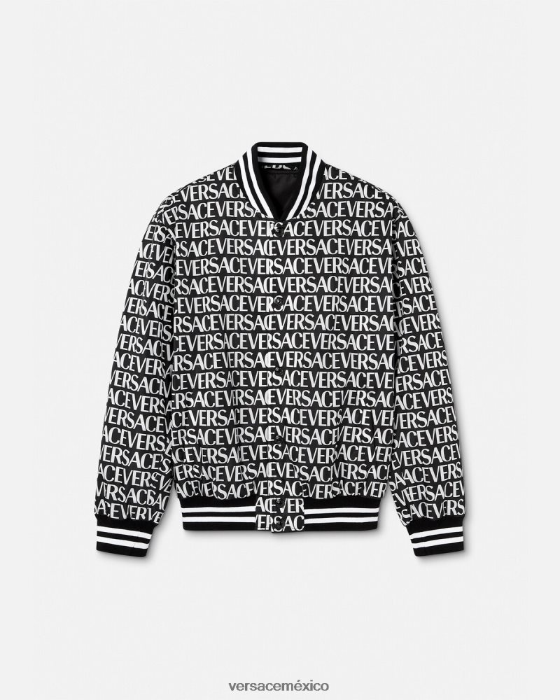 Versace chaqueta bomber integral negro y estampado ropa hombres 84626J1238