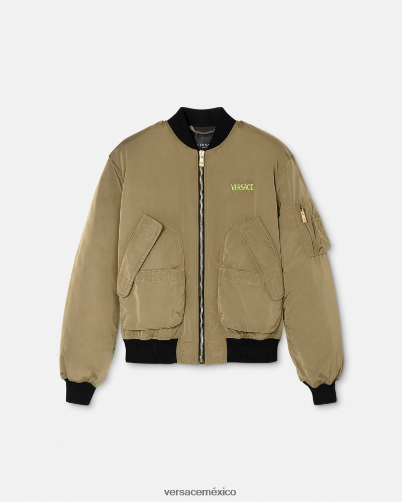Versace chaqueta bomber le maschere imprimir ropa hombres 84626J1232