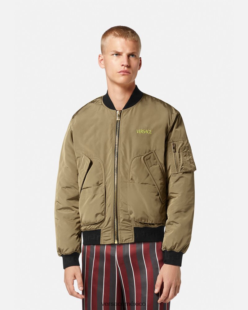 Versace chaqueta bomber le maschere imprimir ropa hombres 84626J1232