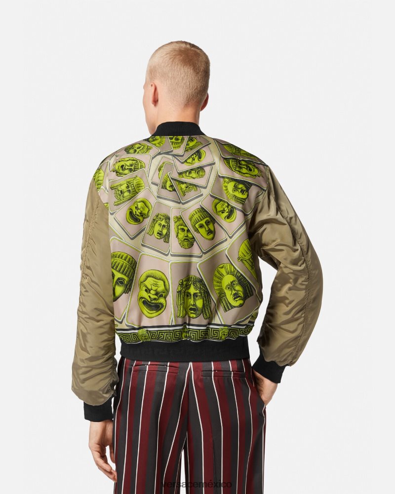 Versace chaqueta bomber le maschere imprimir ropa hombres 84626J1232