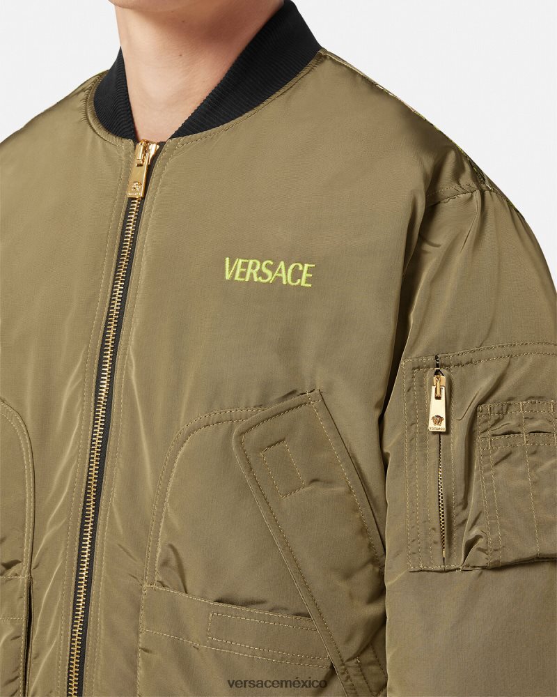 Versace chaqueta bomber le maschere imprimir ropa hombres 84626J1232