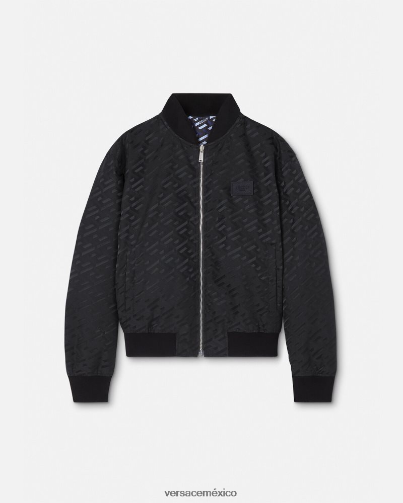 Versace chaqueta bomber reversible la greca negro ropa hombres 84626J1246