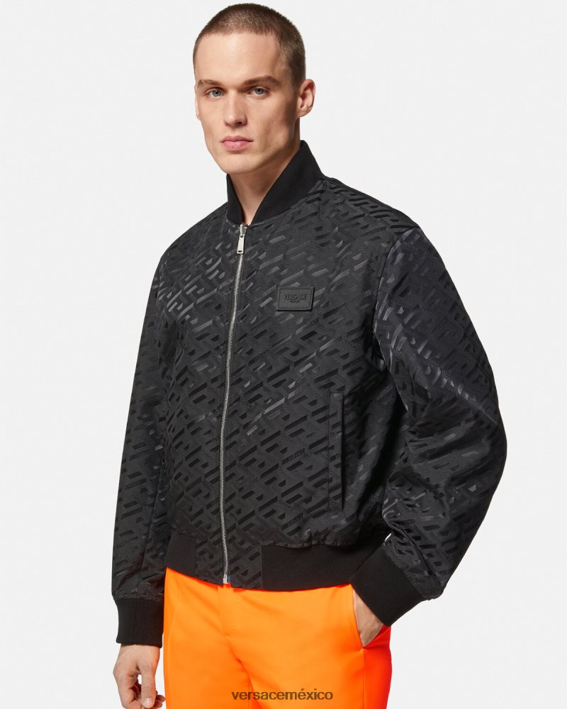 Versace chaqueta bomber reversible la greca negro ropa hombres 84626J1246