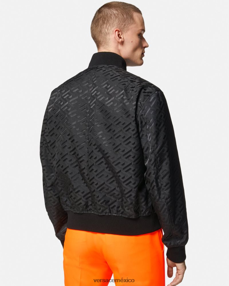 Versace chaqueta bomber reversible la greca negro ropa hombres 84626J1246