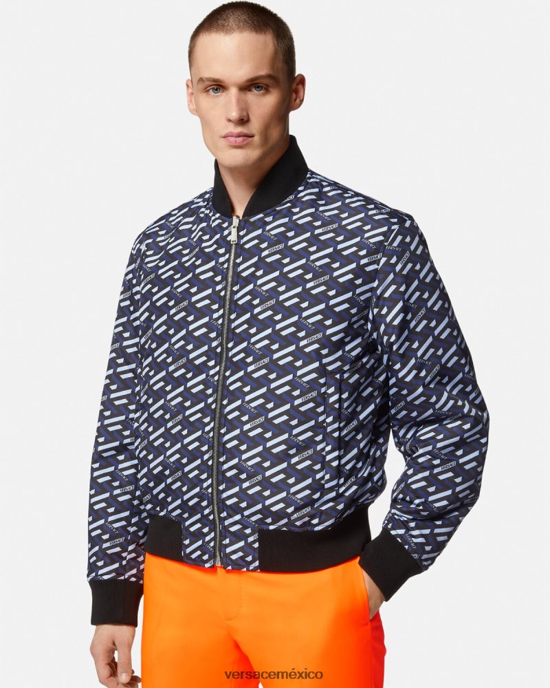 Versace chaqueta bomber reversible la greca negro ropa hombres 84626J1246