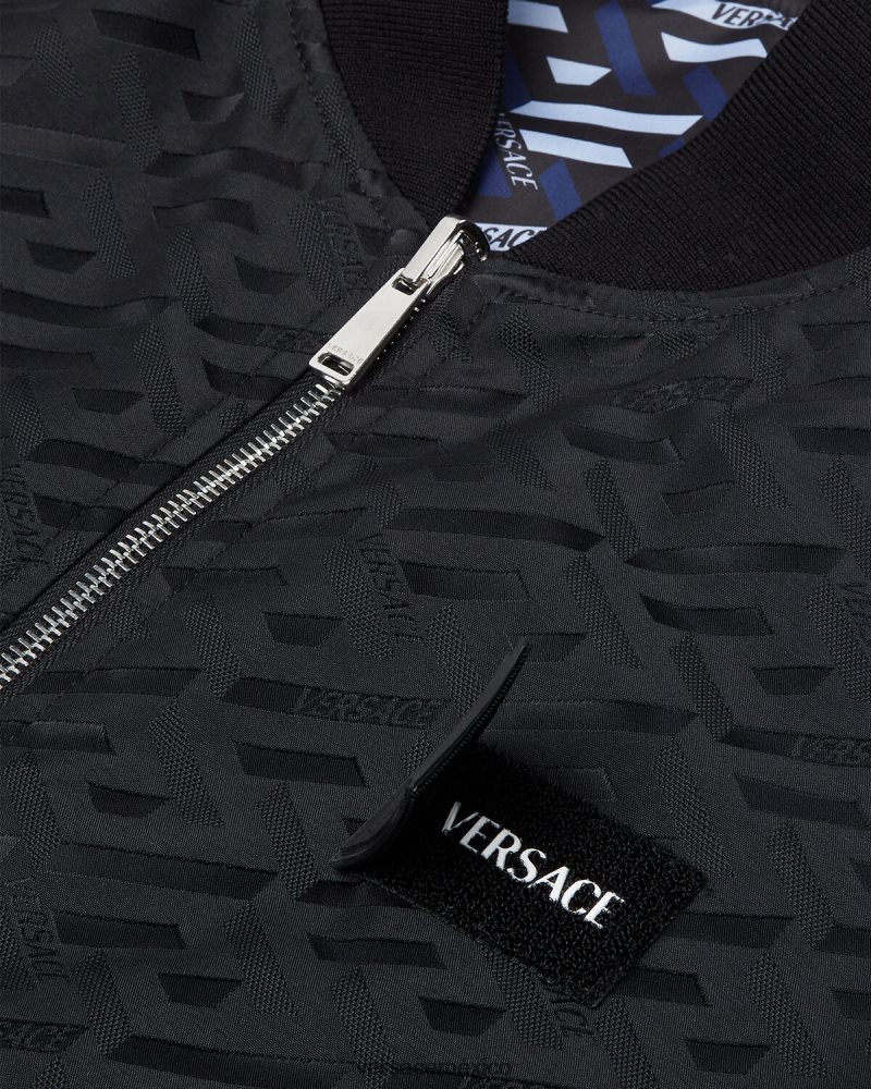 Versace chaqueta bomber reversible la greca negro ropa hombres 84626J1246
