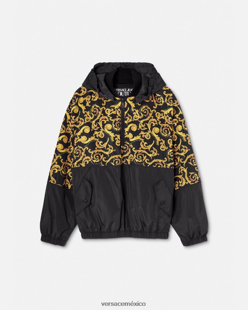 Versace chaqueta con capucha de alta costura oro negro ropa hombres 84626J2380