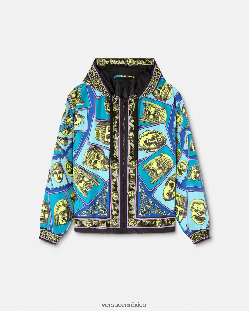 Versace chaqueta cortavientos le maschere imprimir ropa hombres 84626J1235