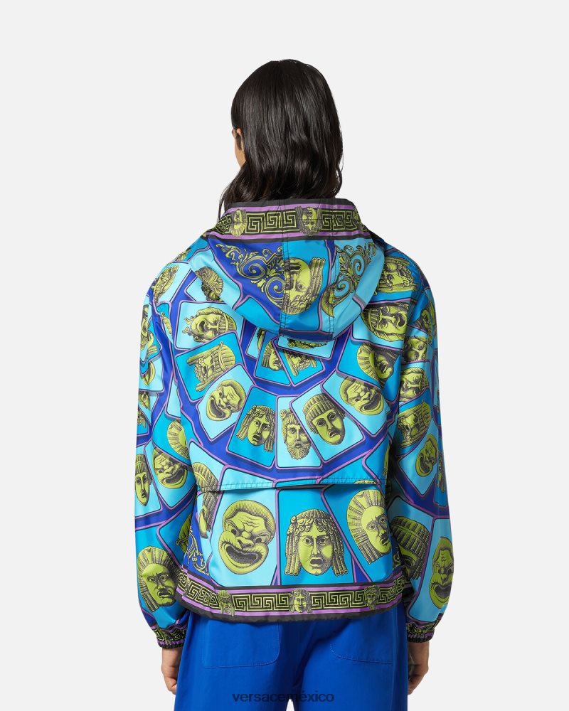 Versace chaqueta cortavientos le maschere imprimir ropa hombres 84626J1235