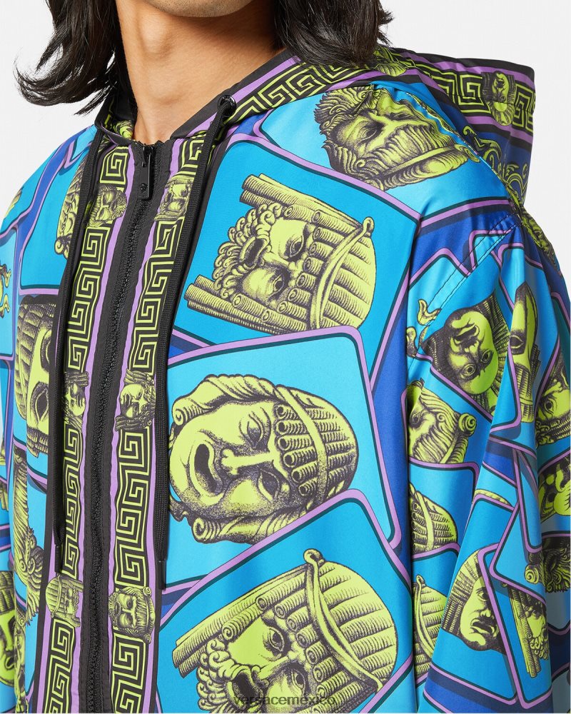 Versace chaqueta cortavientos le maschere imprimir ropa hombres 84626J1235