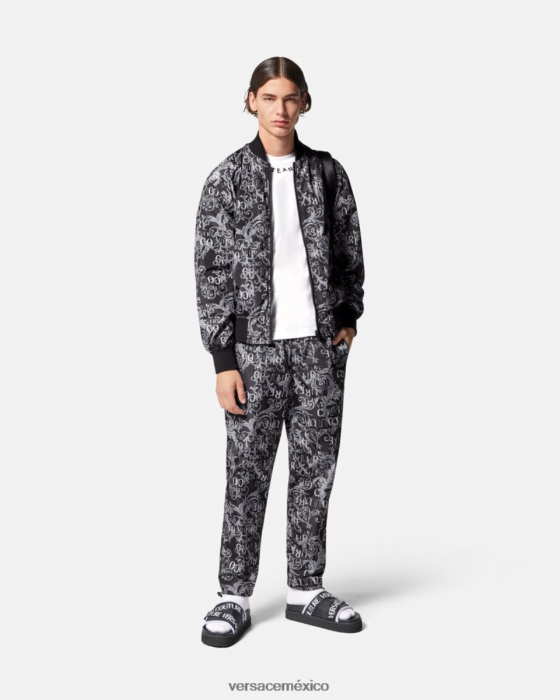 Versace chaqueta reversible de alta costura con logo negro y estampado ropa hombres 84626J2415