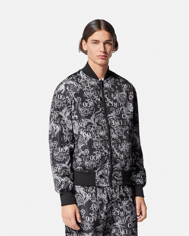 Versace chaqueta reversible de alta costura con logo negro y estampado ropa hombres 84626J2415
