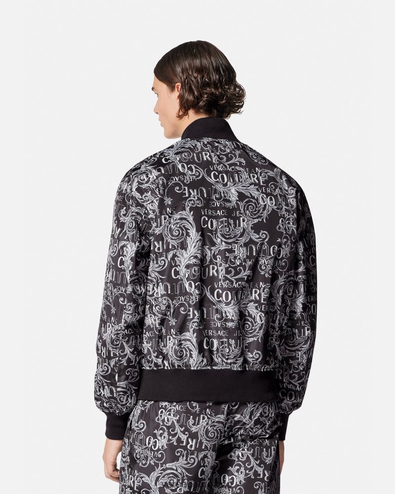 Versace chaqueta reversible de alta costura con logo negro y estampado ropa hombres 84626J2415