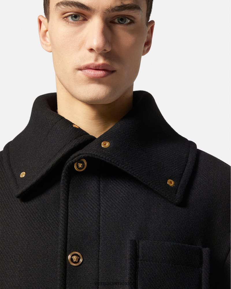 Versace chaqueta tipo blusón de lana con medusa negro ropa hombres 84626J1251
