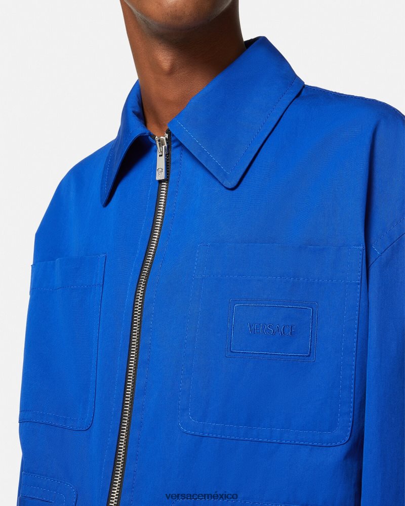Versace chaqueta tipo cazadora con logo azul ropa hombres 84626J1234