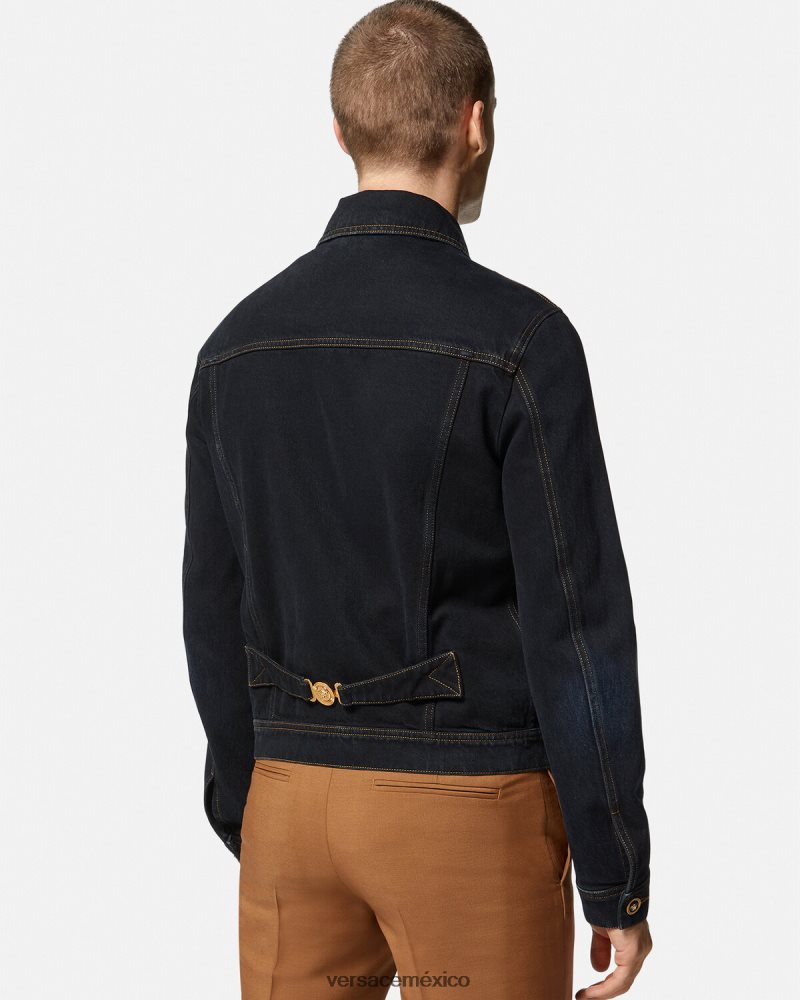 Versace chaqueta vaquera con medusa negro ropa hombres 84626J1252