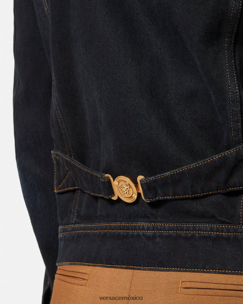 Versace chaqueta vaquera con medusa negro ropa hombres 84626J1252