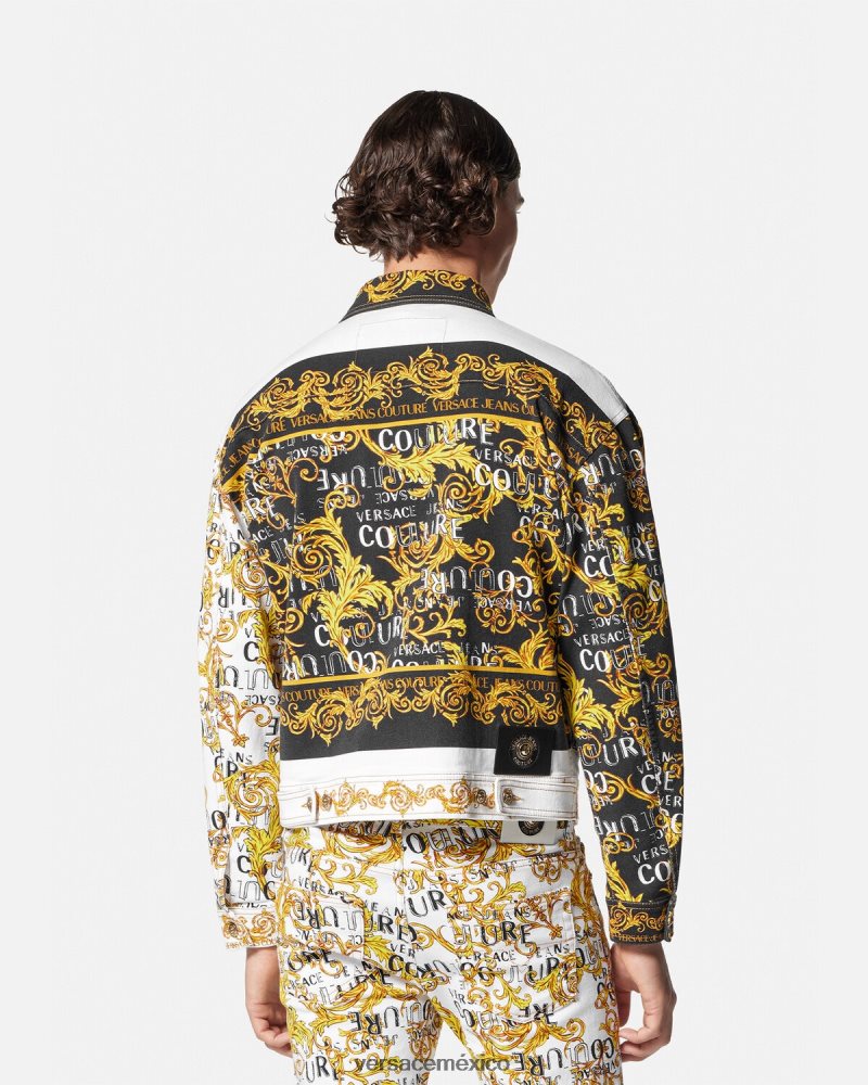 Versace chaqueta vaquera de alta costura con logo oro y blanco ropa hombres 84626J2416