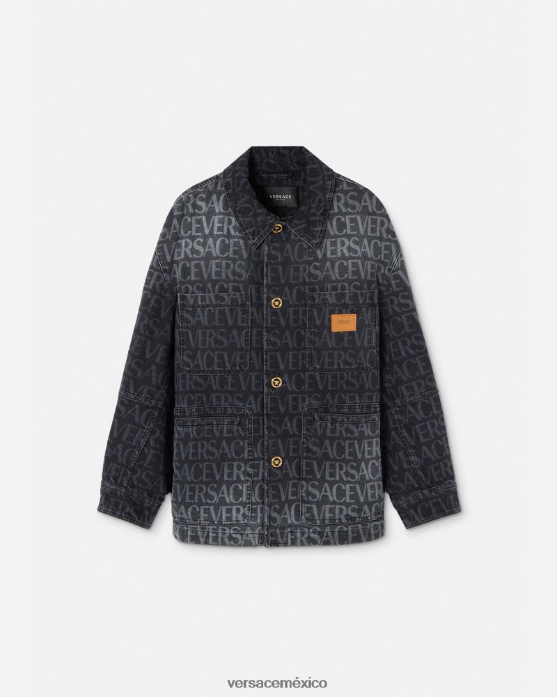 Versace chaqueta vaquera integral negro y estampado ropa hombres 84626J1224