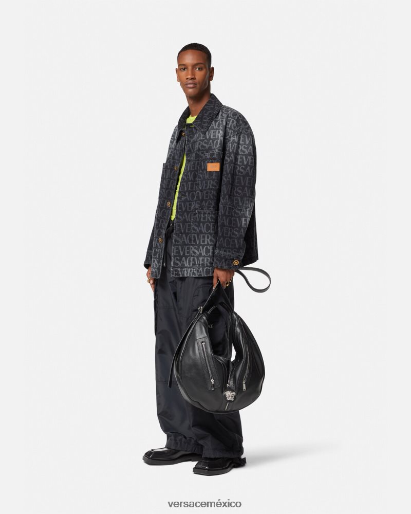 Versace chaqueta vaquera integral negro y estampado ropa hombres 84626J1224