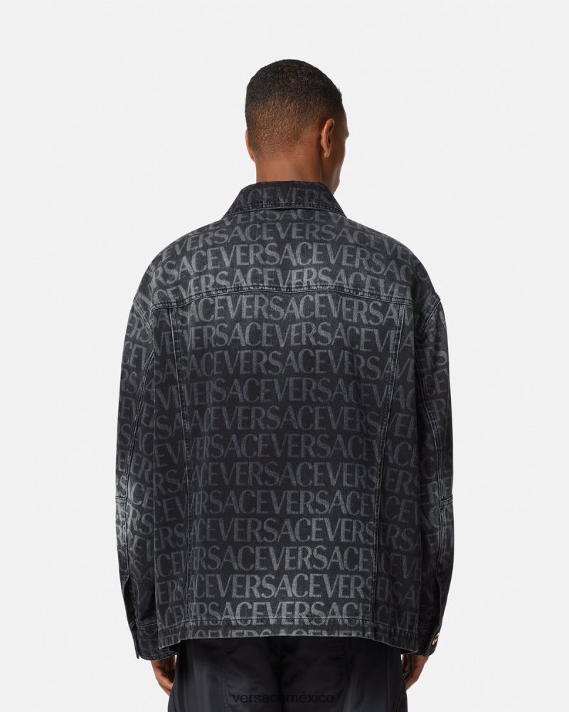 Versace chaqueta vaquera integral negro y estampado ropa hombres 84626J1224