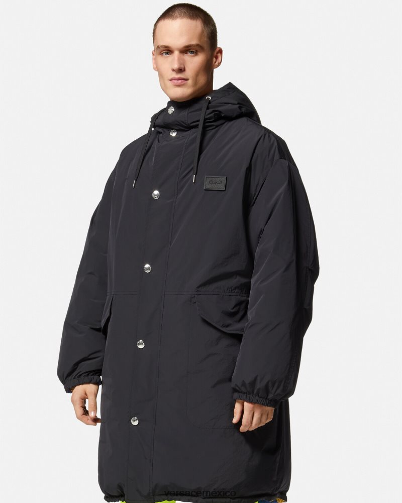 Versace parka acolchada reversible barroco 660 azul y oro ropa hombres 84626J1239