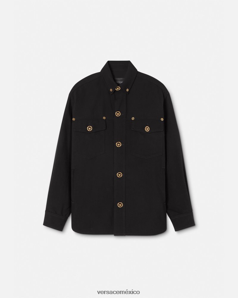 Versace sobrecamisa de lana virgen con medusa negro ropa hombres 84626J1229