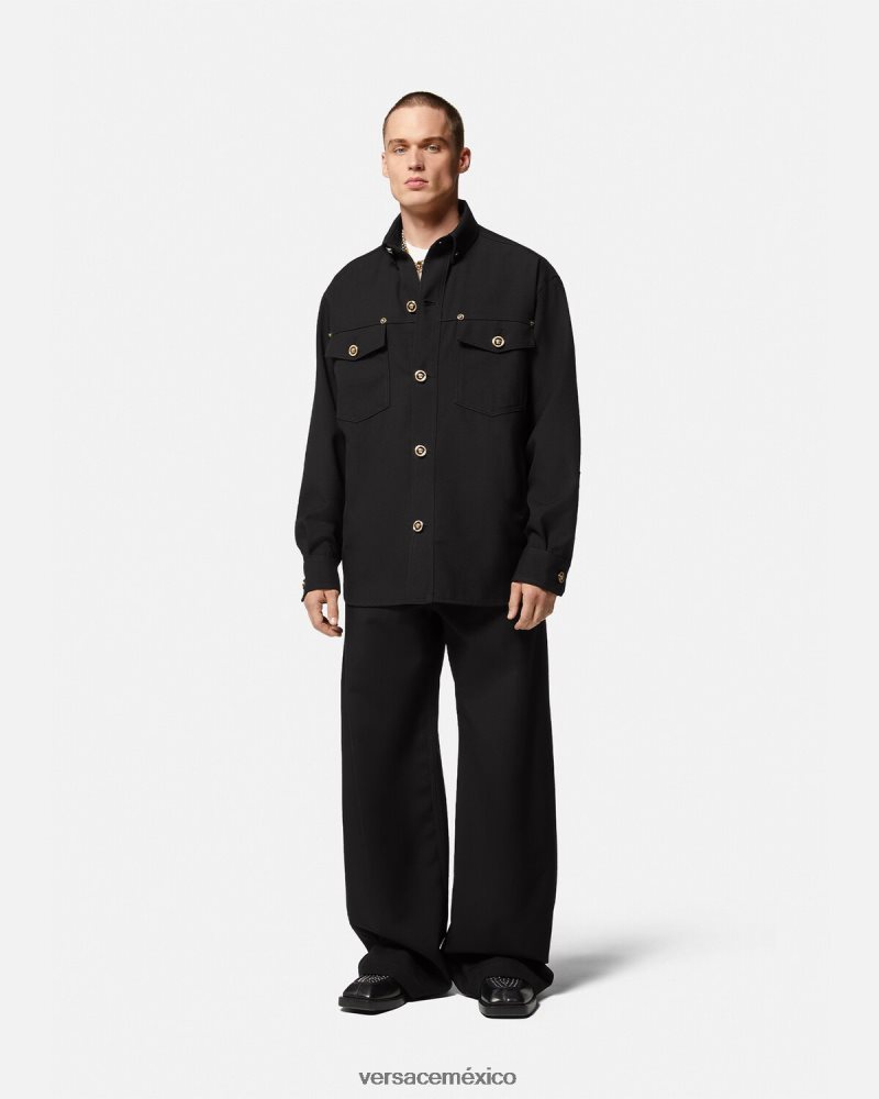 Versace sobrecamisa de lana virgen con medusa negro ropa hombres 84626J1229