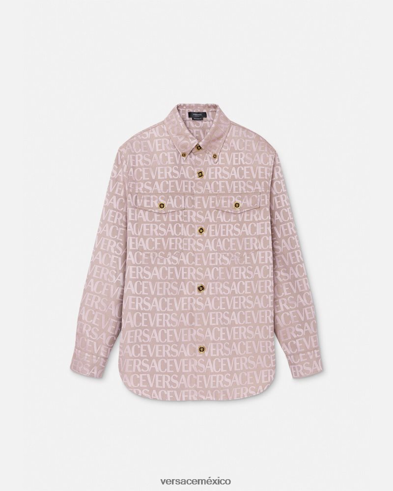 Versace sobrecamisa integral rosa y estampado ropa hombres 84626J1218