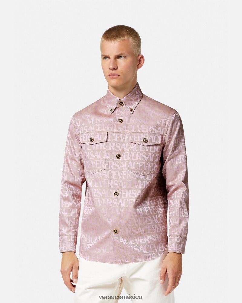 Versace sobrecamisa integral rosa y estampado ropa hombres 84626J1218