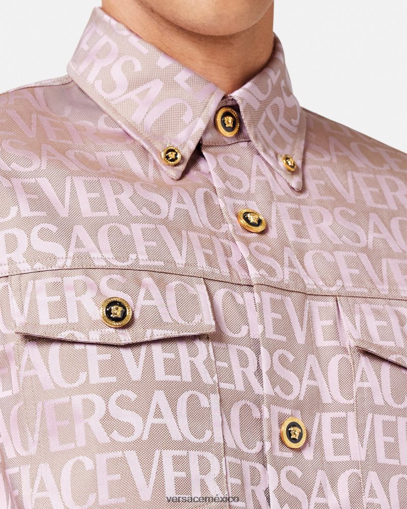 Versace sobrecamisa integral rosa y estampado ropa hombres 84626J1218