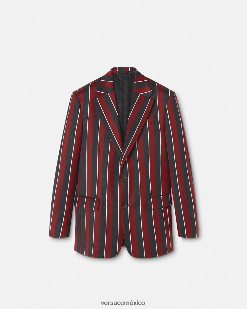 Versace blazer a rayas con botonadura simple rojo y gris ropa hombres 84626J1271