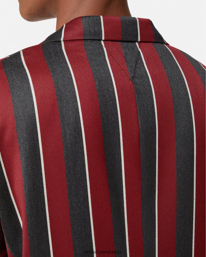 Versace blazer a rayas con botonadura simple rojo y gris ropa hombres 84626J1271