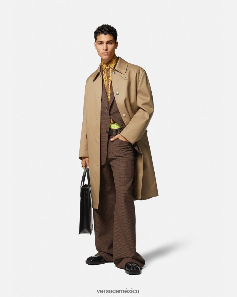 Versace blazer barroco 660 de pata de gallo marrón y dorado ropa hombres 84626J1279