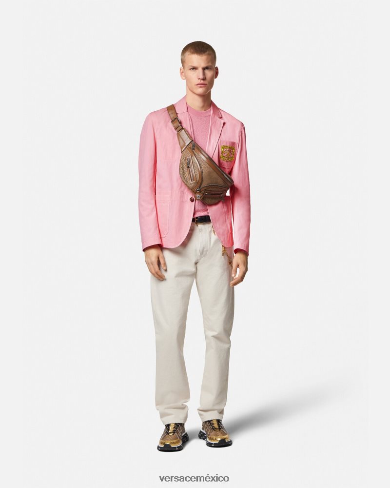 Versace blazer barroco con conchas marinas rosa ropa hombres 84626J1268