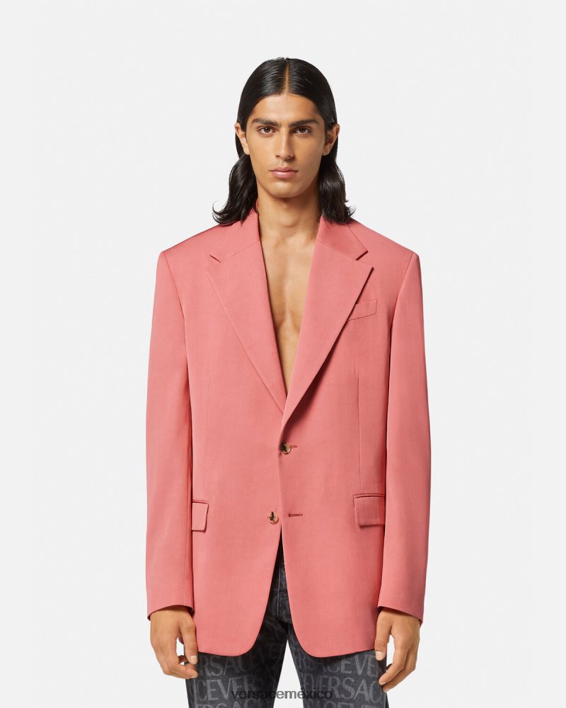 Versace blazer con botonadura sencilla rosa ropa hombres 84626J1272
